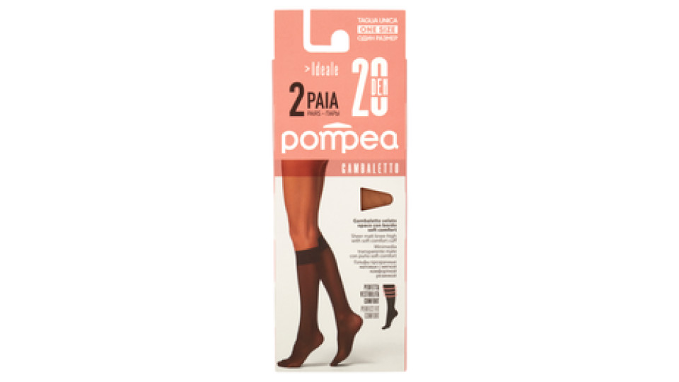 pompea Ideale Gambaletto velato opaco con bordo soft comfort 20 Den Tg. Unica Polvere Dorata 2 Paia