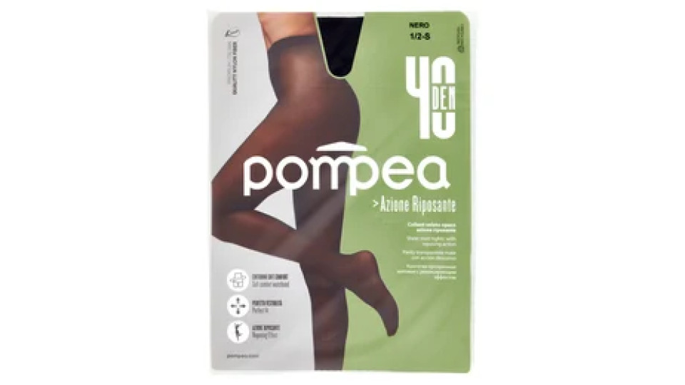 pompea Azione Riposante Collant velato opaco azione riposante 40 Den 1/2-S Nero