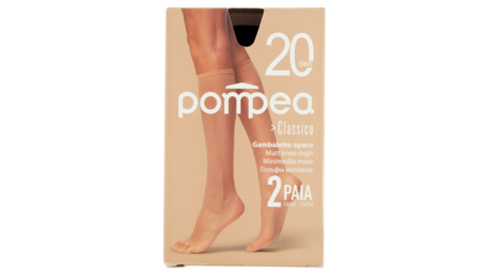 pompea Classico Gambaletto opaco 20 den Size Unica Nero 2 Paia