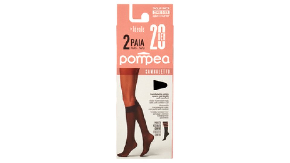 pompea Ideale Gambaletto velato opaco con bordo soft comfort 20 Den Tg. Unica Nero 2 Paia