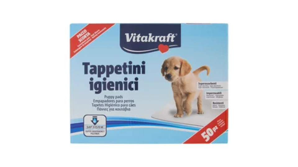 Vitakraft Tappetini igienici Misura 60x60 cm. 50 pz