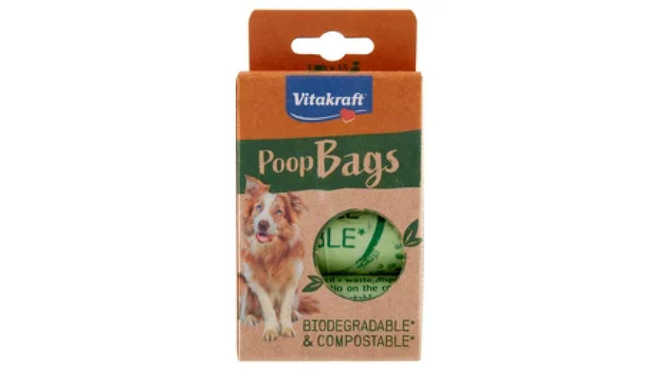 Vitakraft Poop Bags Biodegradable* & Compostable* 3 x 15 pz
