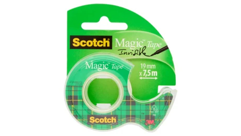 Scotch® Magic™ Nastro adesivo invisibile, 19 mm x 7,5 m, 1 rotolo su dispenser/confezione
