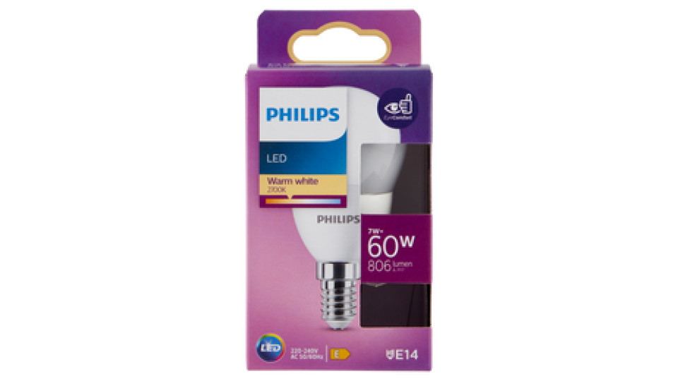 Philips Led sfera 60W E14 2700K non dim