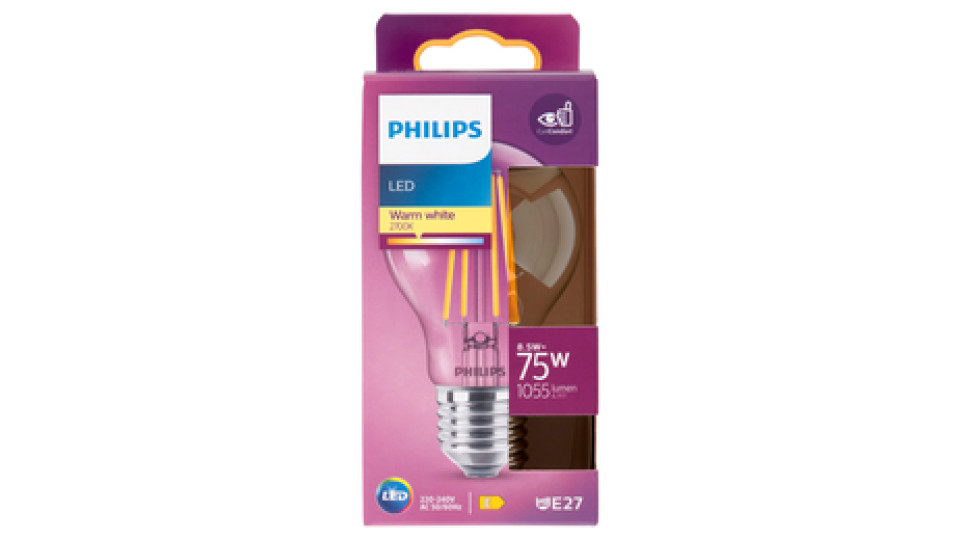Philips Led goccia filamento 75W E27 2700K