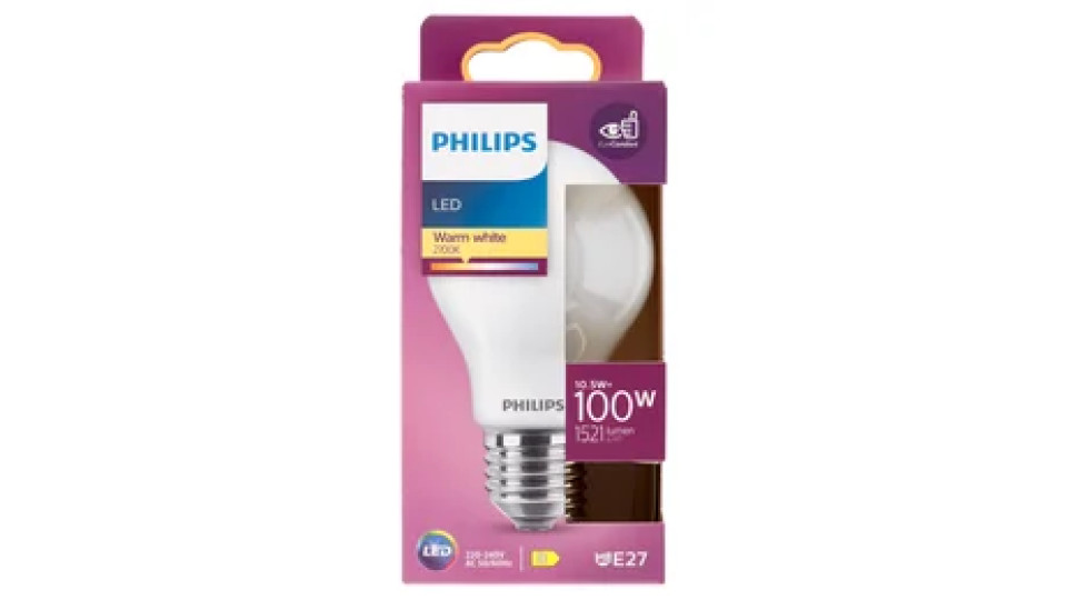 Philips Led goccia vetro 100W E27 2700K