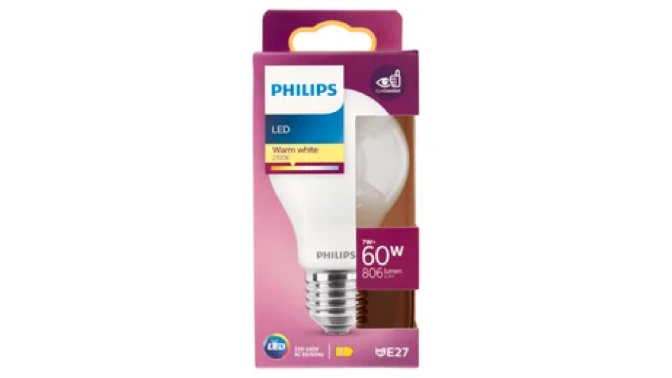 Philips Led goccia vetro 60W E27 2700K