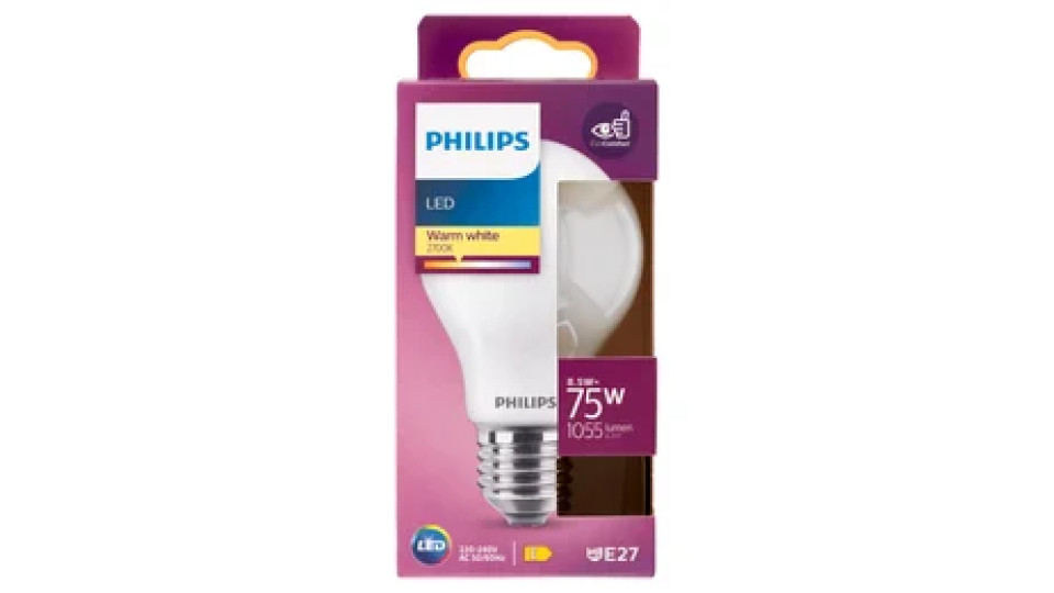 Philips Led goccia vetro 75W E27 2700K