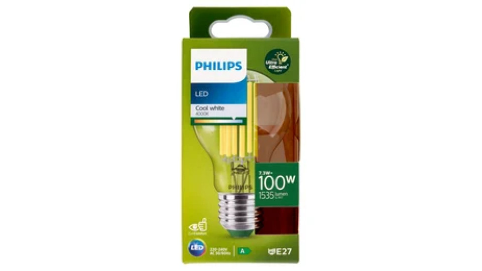 Philips Led Goccia Vetro Filamento 100W E27 4000K