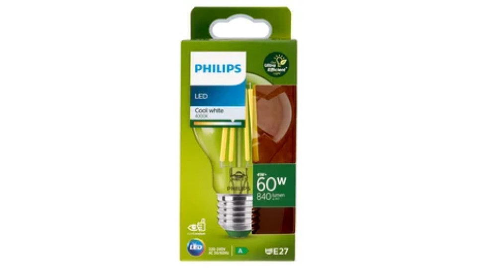 Philips Led Goccia Vetro Filamento 60W E27 4000K