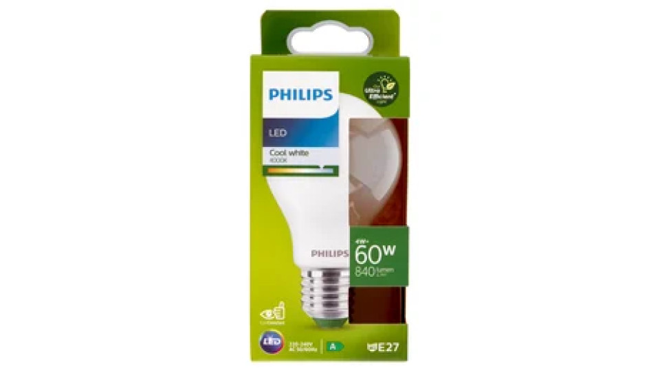Philips Led Goccia Vetro Smerigliato 60W E27 4000K