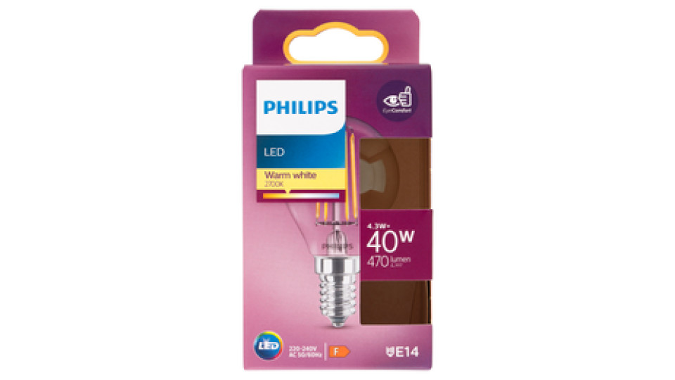 Philips Led sfera filamento 40W E14 2700K