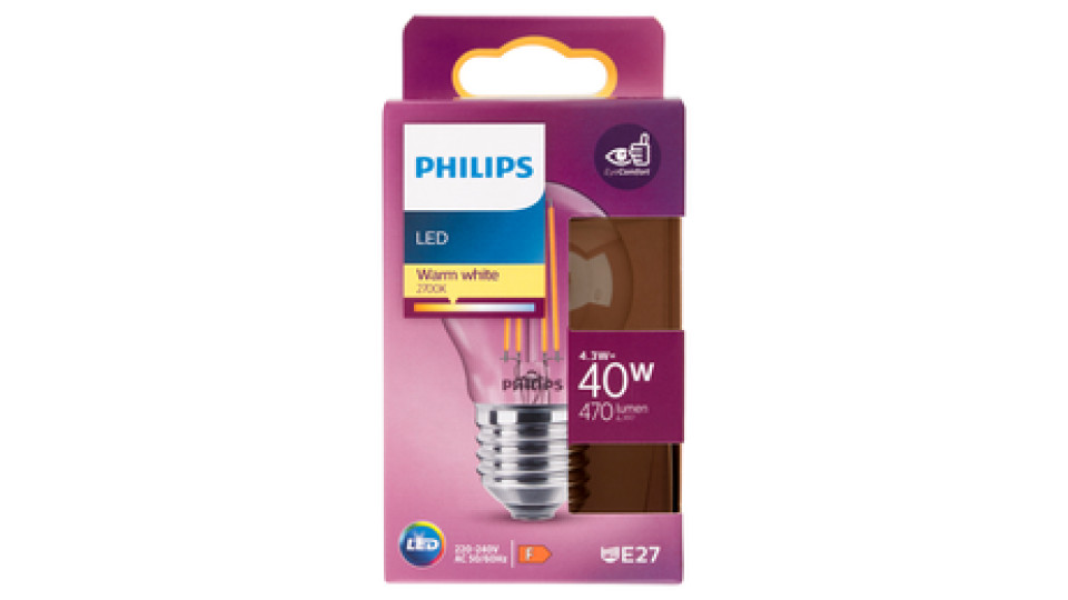 Philips Led sfera filamento 40W E27 2700K