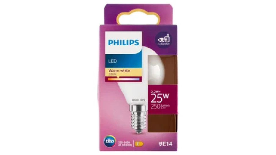 Philips Led sfera vetro 25W E14 2700K