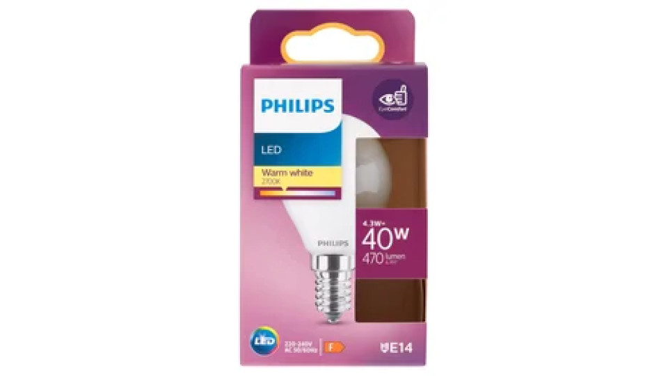 Philips Led sfera vetro 40W E14 2700K