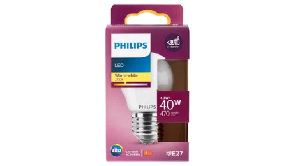 Philips Led sfera vetro 40W E27 2700K