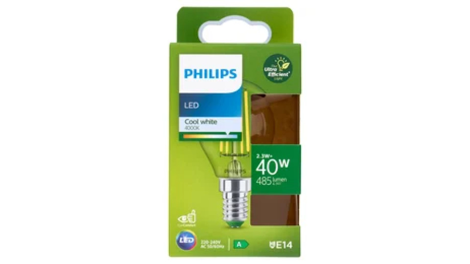 Philips LED Sfera Vetro Filam 40W E14 4000K Non-Dim Classe A