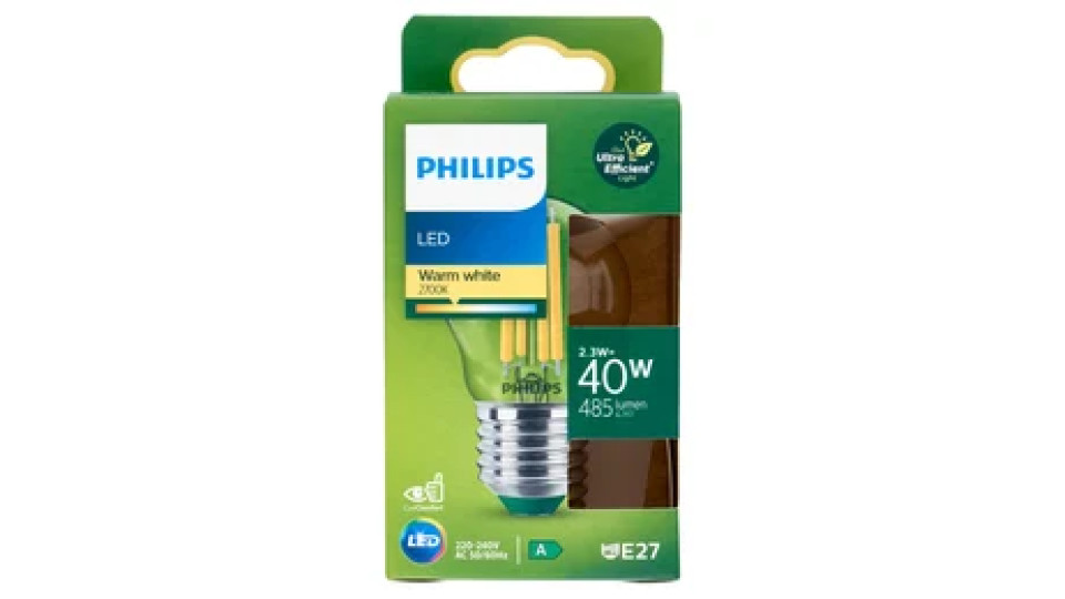 Philips LED Sfera Vetro Filam 40W E27 2700K Non-Dim Classe A