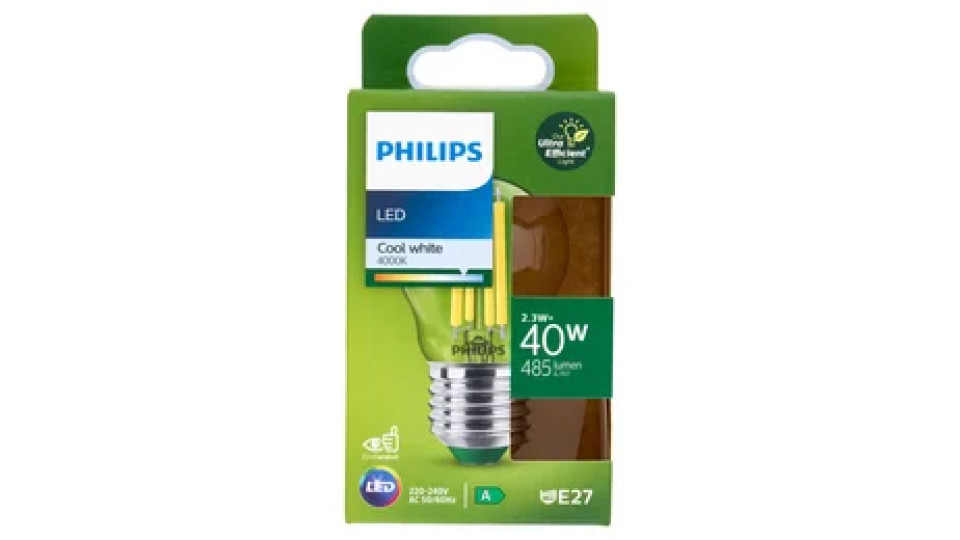 Philips LED Sfera Vetro Filam 40W E27 4000K Non-Dim Classe A