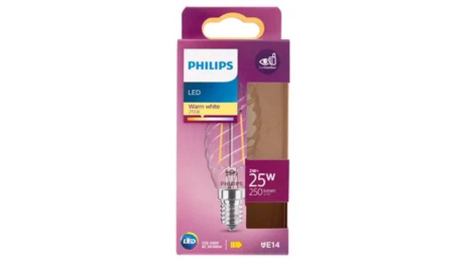 Philips Led tortiglione filamento 25W E14 2700K