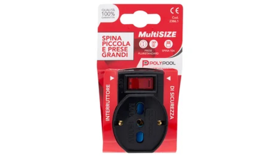 Polypool MultiSize Spina 10A, 2 prese 10/16A, 1 presa pluristandard 10-16A
