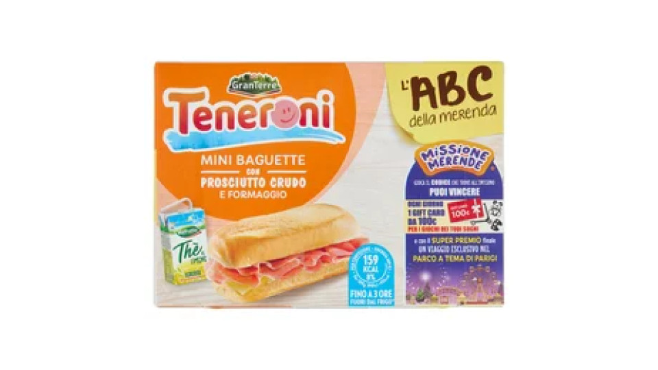 Teneroni l'ABC della merenda Mini Baguette con Prosciutto Crudo e Formaggio