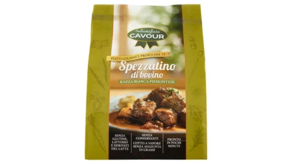 Salumificio Cavour Piatti Gourmet, Pronti per Te Spezzatino di bovino Razza Bianca Piemontese 350 g