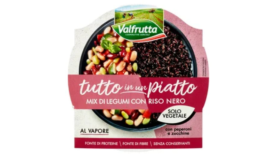 Valfrutta tutto in un piatto Mix di Legumi con Riso Nero con peperoni e zucchine 280 g