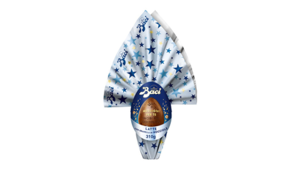 Uovo di Pasqua Cioccolato al Latte Messaggi Incisi con Nocciole e 4 Cioccolatini 310g