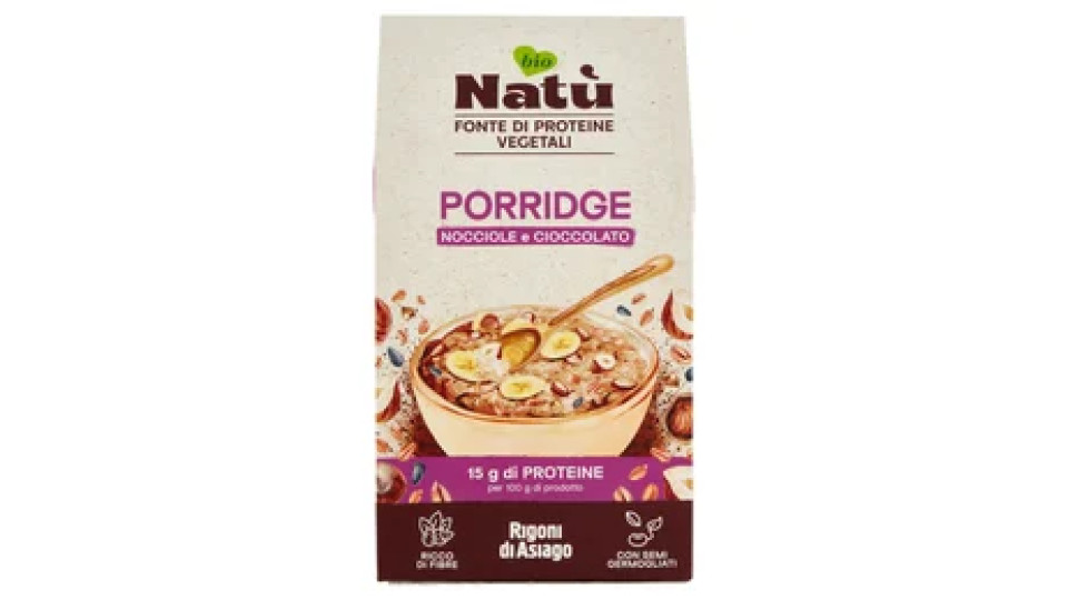 Rigoni di Asiago Natù Fonte di Proteine Vegetali Porridge Nocciole e Cioccolato bio 250 g