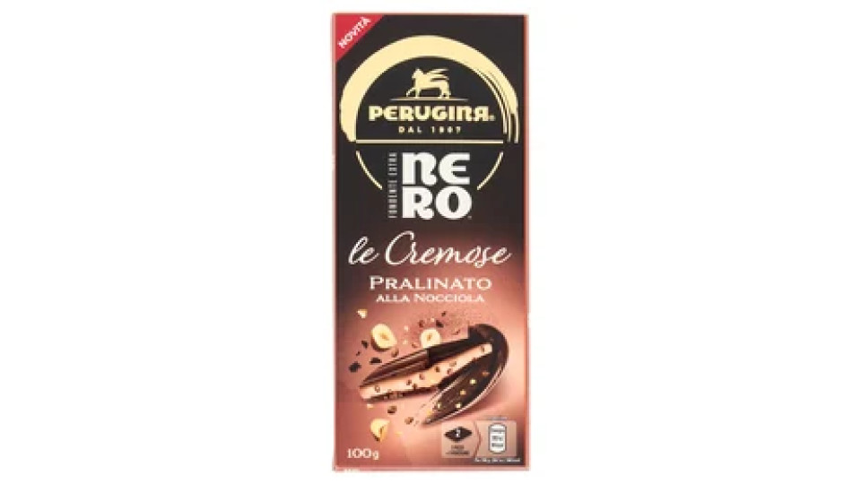 PERUGINA NERO Pralinato Nocciola Tavoletta Cioccolato Fondente Ripiena 100g