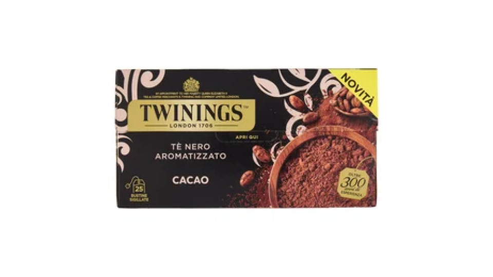 Twinings Cacao Tè Nero aromatizzato 25 filtri The 50 g