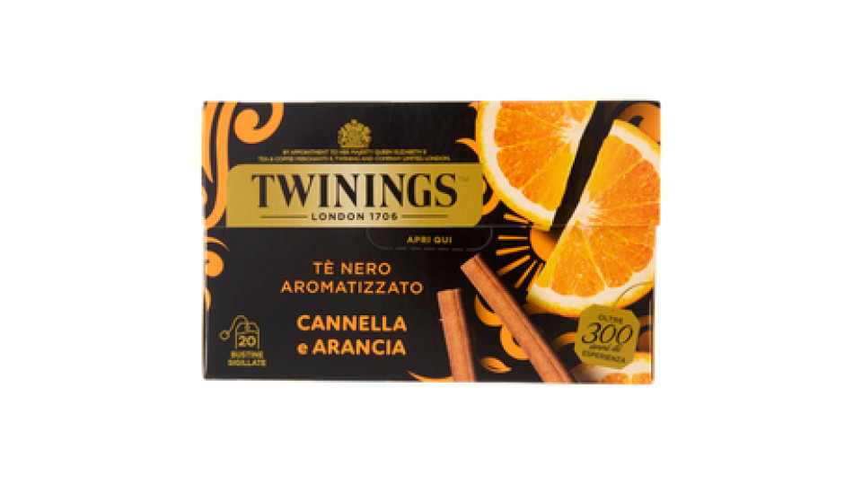 Twinings Cannella e Arancia Tè Nero aromatizzato 20 filtri The 40 g