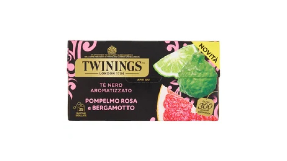 Twinings Pompelmo Rosa e Bergamotto Tè Nero aromatizzato 25 filtri The 50 g