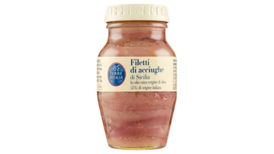 Terre d'Italia Filetti di acciughe di Sicilia in olio extra vergine di oliva 156 g