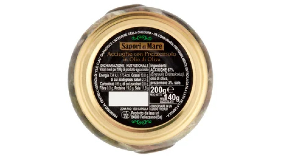 Sapori di Mare Acciughe con Prezzemolo in Olio di Oliva 200 g
