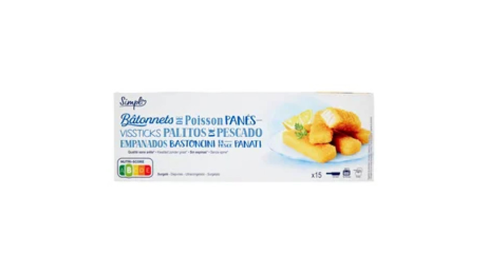 Simpl Bastoncini di Pesce Panati Surgelato 15 x 30 g