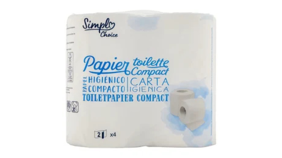 Simpl Choice Papier toilette Compact Carta Igienica 2 Veli 4 pz