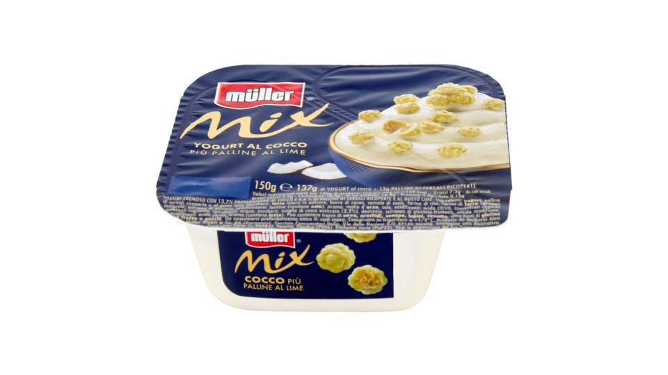 Müller, Mix Bora Bora yogurt al cocco + palline al lime