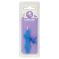 Carrefour Classic Candelina Numero 1 Azzurra con supporto