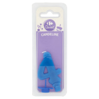 Carrefour Classic Candelina Numero 4 Azzurra con supporto