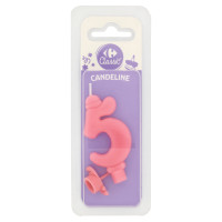 Carrefour Classic Candelina Numero 5 Rosa con supporto