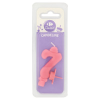 Carrefour Classic Candelina Numero 7 Rosa con supporto