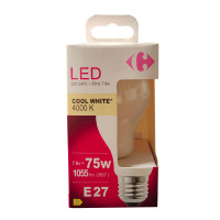 Carrefour Led goccia smerigliata 75W, attacco E27, luce fredda