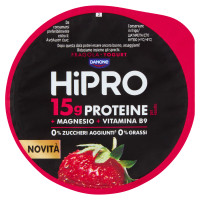 HiPRO Yogurt Magro,15g Proteine,0% Grassi,Fragola,Nuova ricetta con Magnesio e Vit B9,160 g