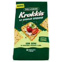 Delverde Krokkis le Sfoglie Sfiziose con Semi di Papavero, Sesamo e Lino 150 g