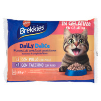 Brekkies Daily Delice in Gelatina con Pollo, con Tacchino 4 x 85 g
