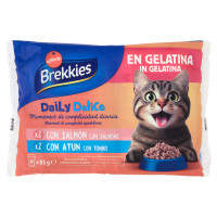 Brekkies Daily Delice in Gelatina con Salmone, con Tonno 4 x 85 g