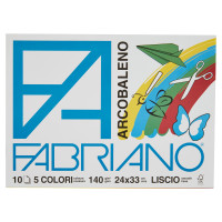 Fabriano Disegno Arcobaleno 10 fogli 5 colori 24x33 cm liscio