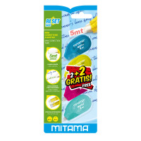 Mitama Correttore a Nastro Mini Reset pz.2+2 omaggio nastro di correzione 5 m Multicolore 4 pz